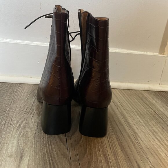 Brown Leather Textured Boots by LaRedoute - Picture 6 of 8